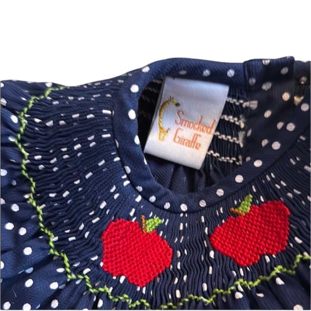 Smocked Giraffe “Back to School” Apple Dress Size 2 - Picture 4 of 5